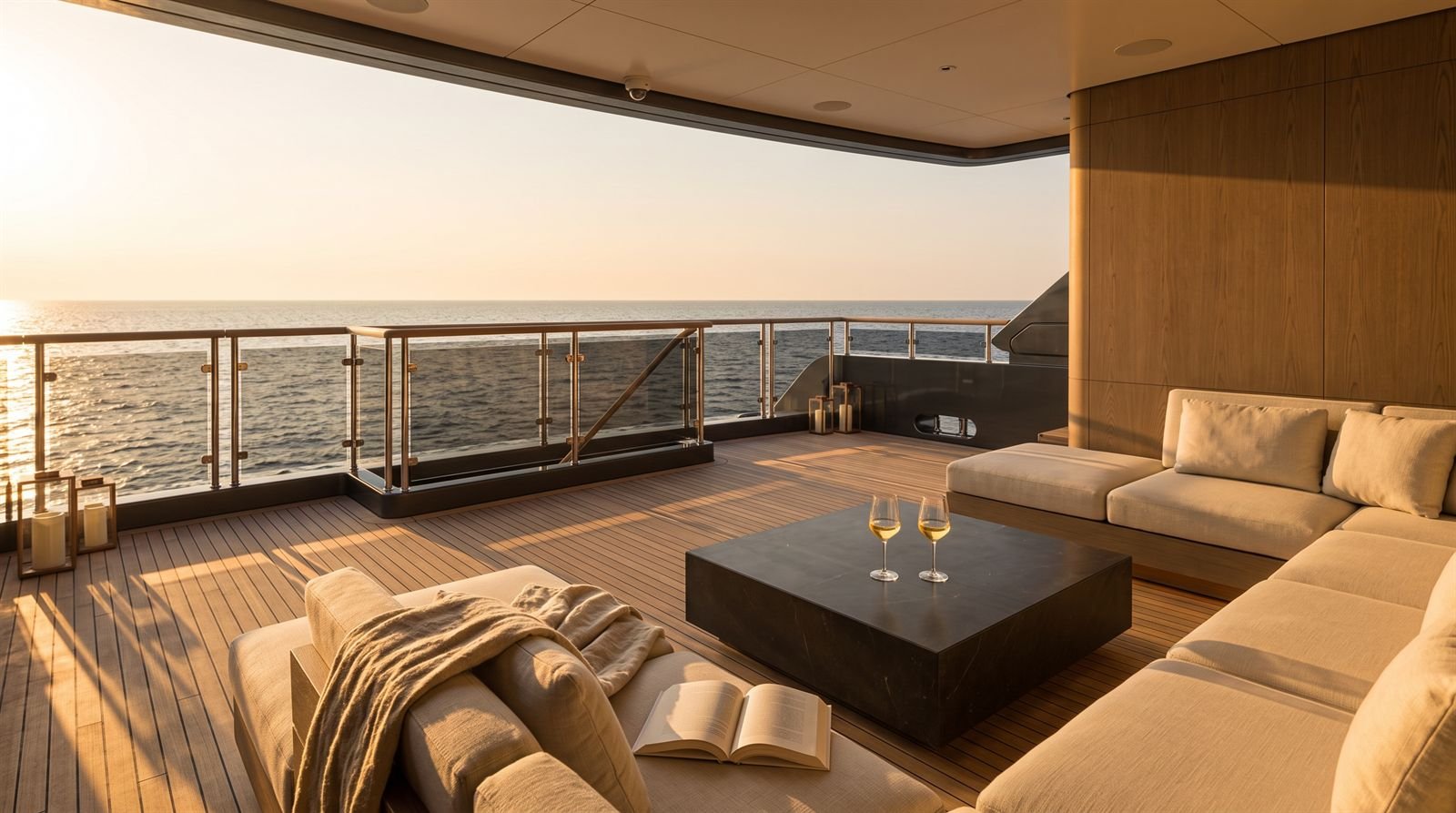 Aft deck at golden hour