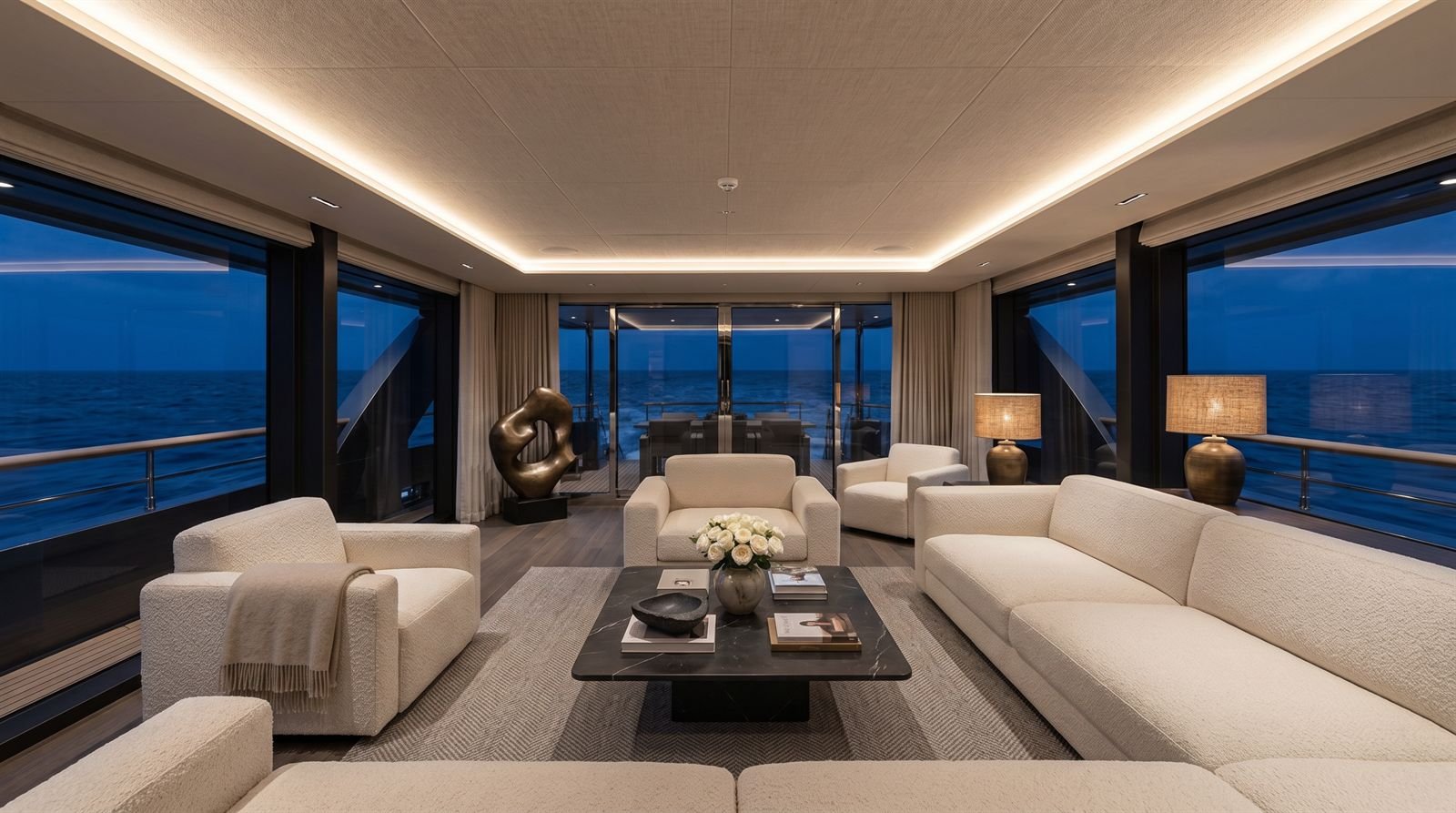 Main salon in the evening