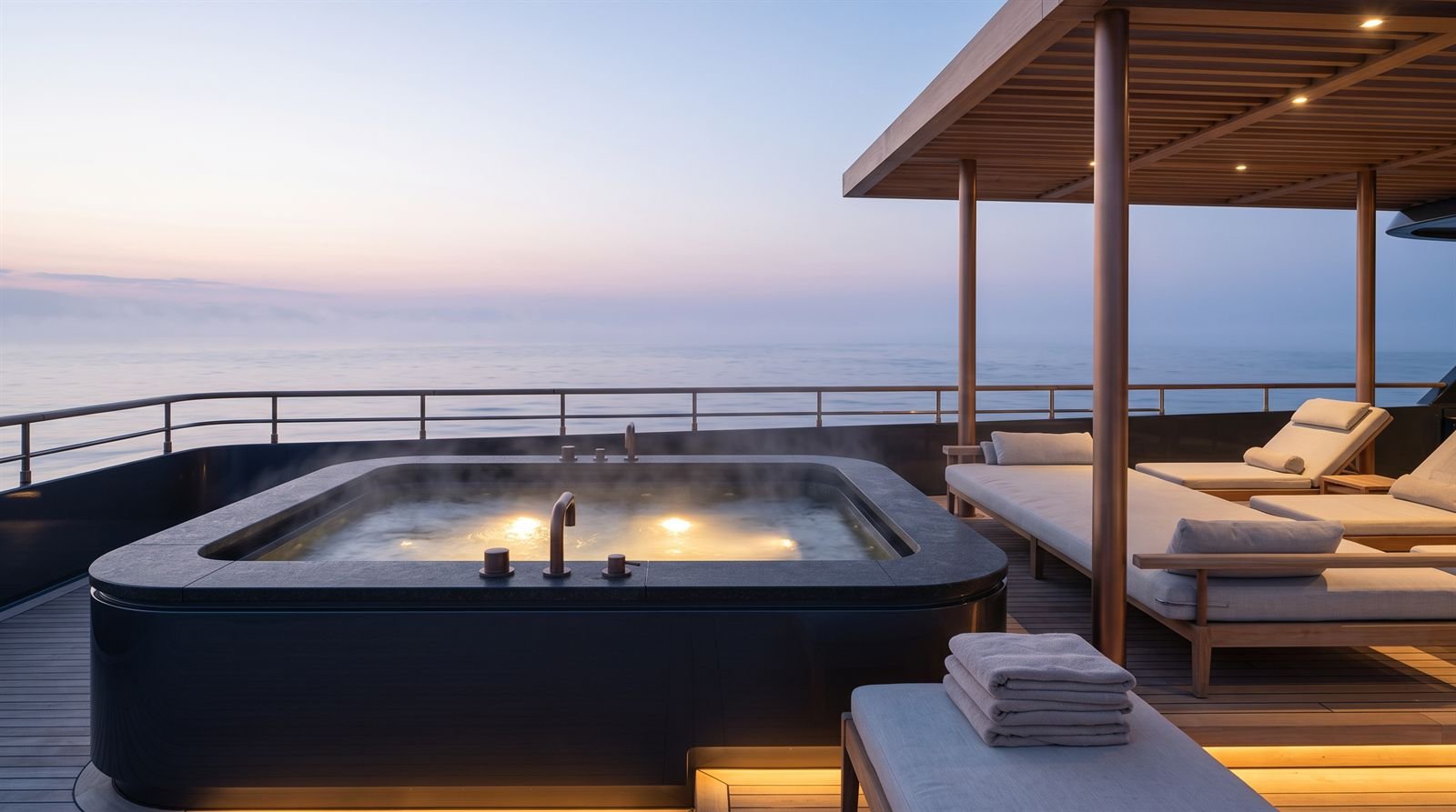 First light on the sun deck at dawn