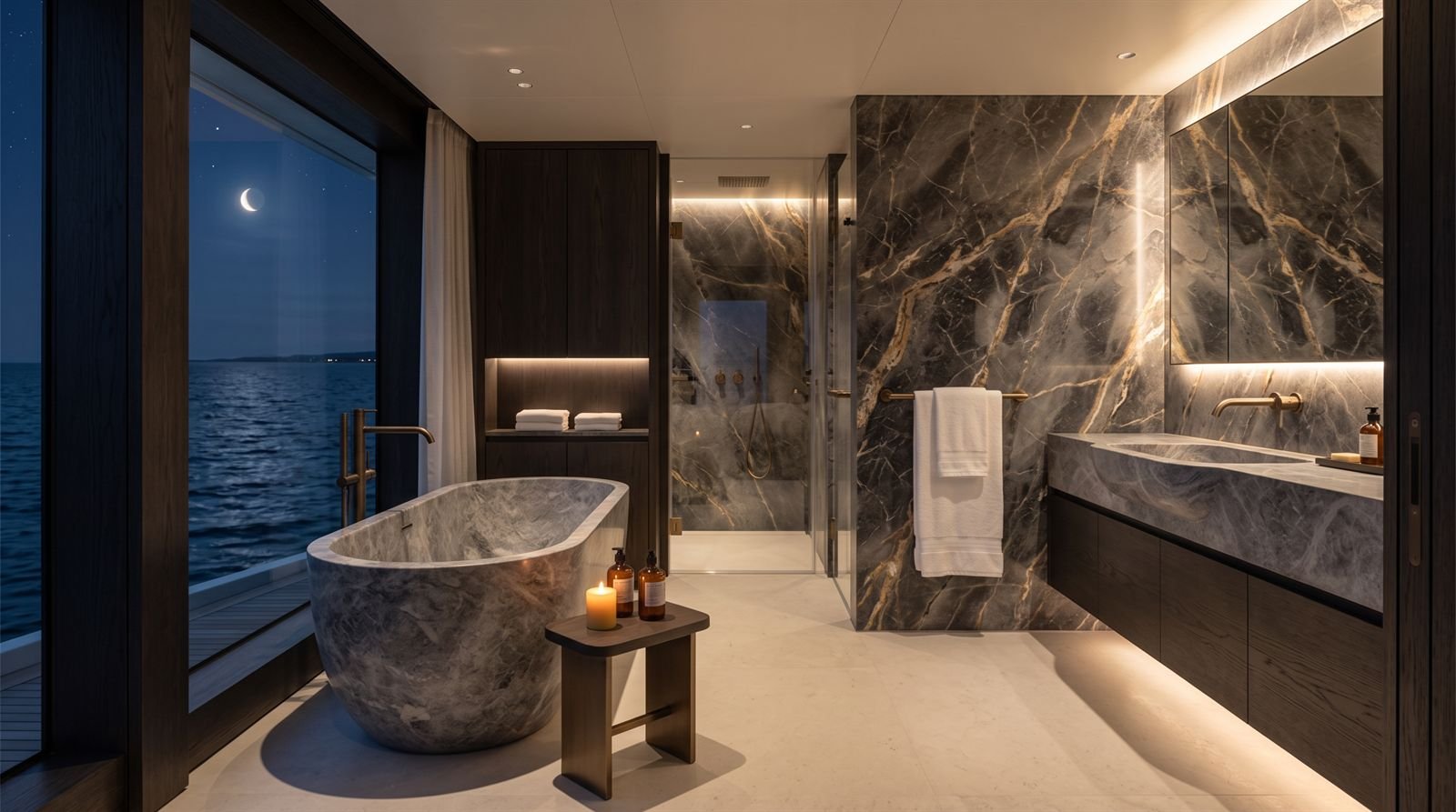Owner's bathroom at night
